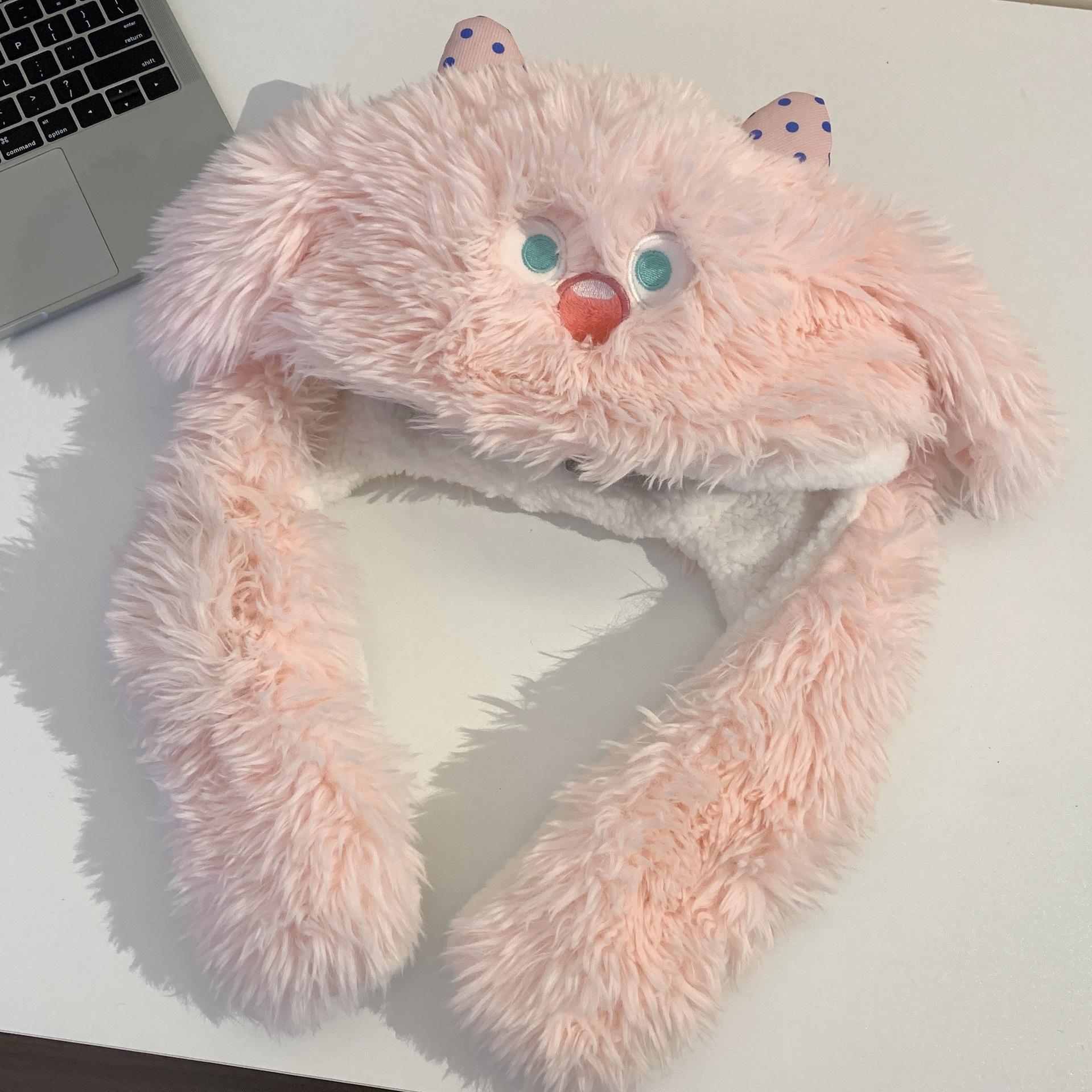 

Fun And Cozy Long Haired Monster Hat And Scarf Set Perfect For Adventures Winter рожевий