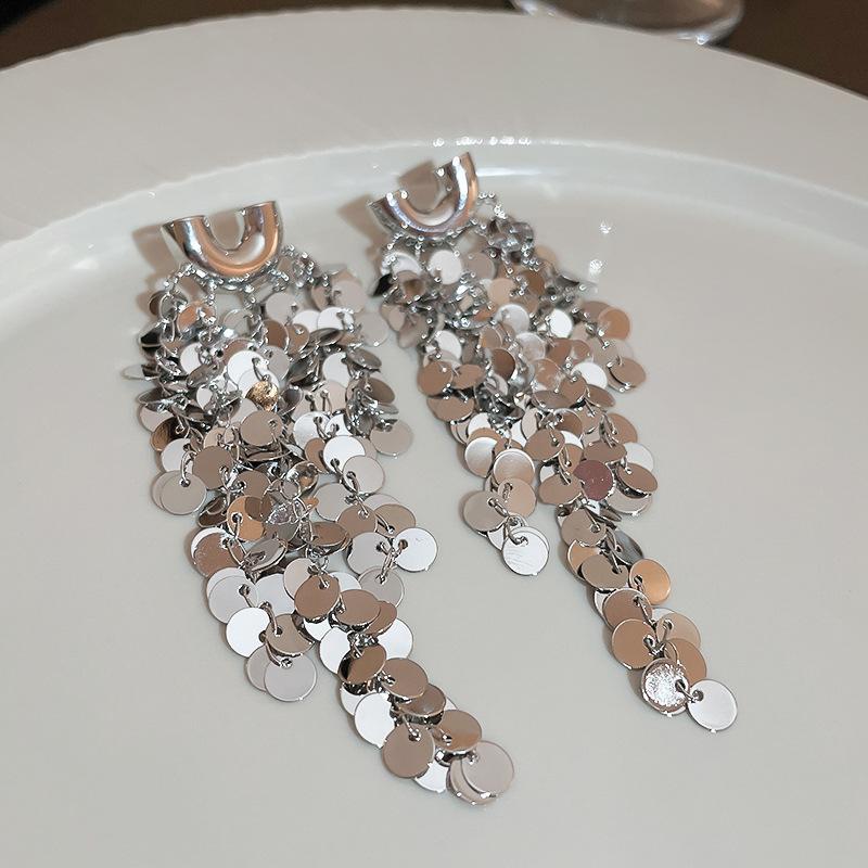 GemChic Women's Earrings Cool Ear Stud Needle U-Shaped Cluster Glitter Tassel Long Earrings Birthday Christmas Jewelry Gift