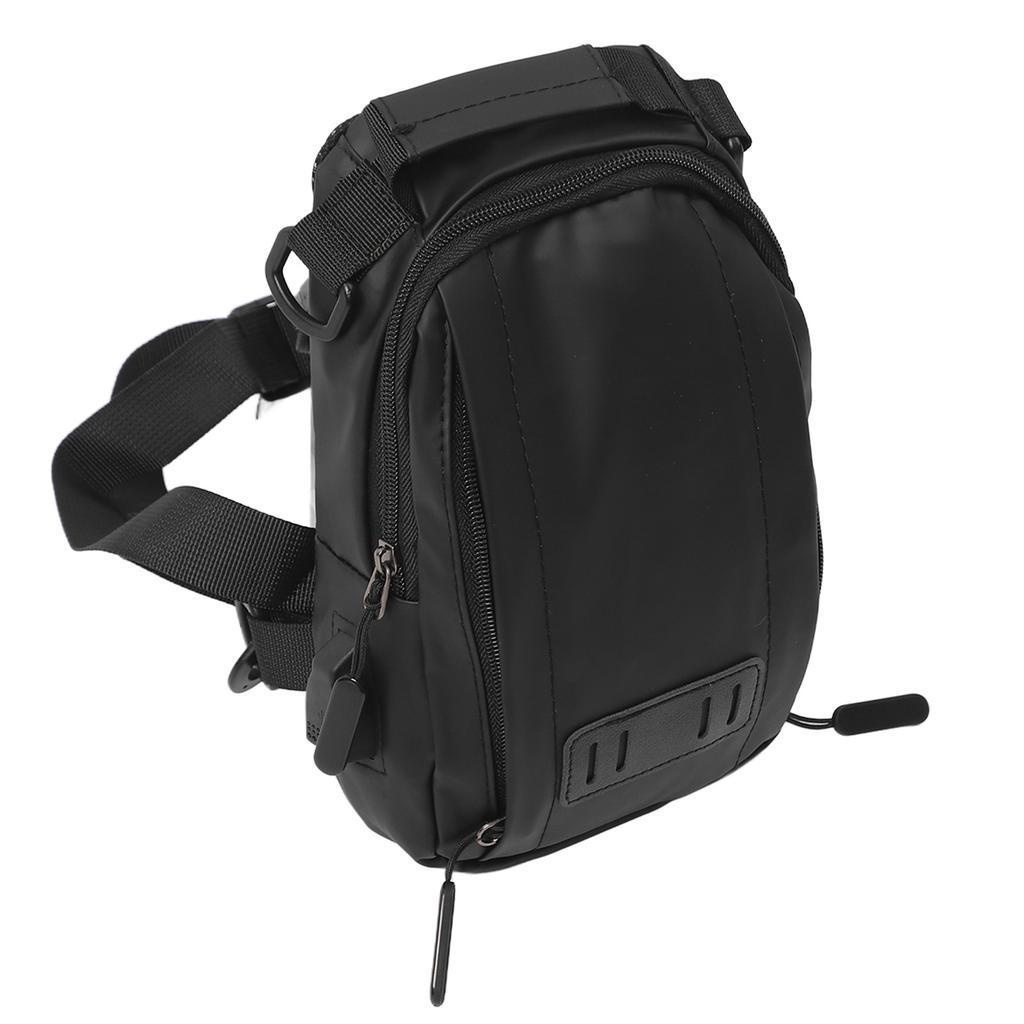 Man Hiking Sling Bag with Charging Cable Lightweight USB Port Pure Color Sling Bag for Travel Outdoors Black S