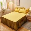 Solid Color Princess Style Brushed Bed Skirt with Dustproof Full Wrap