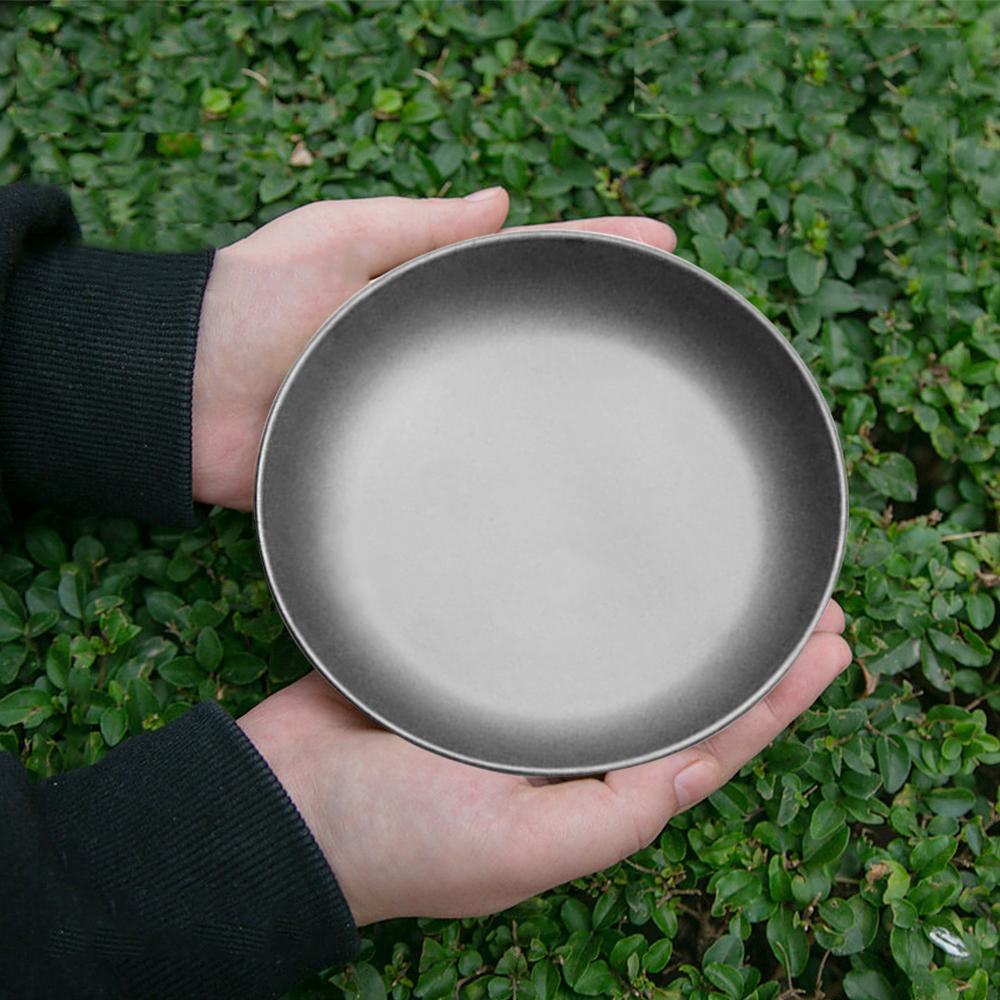 Lightweight Titanium Plate Dinner Fruit Plate Pan Food Container for Outdoor Camping Hiking Backpacking Picnic BBQ