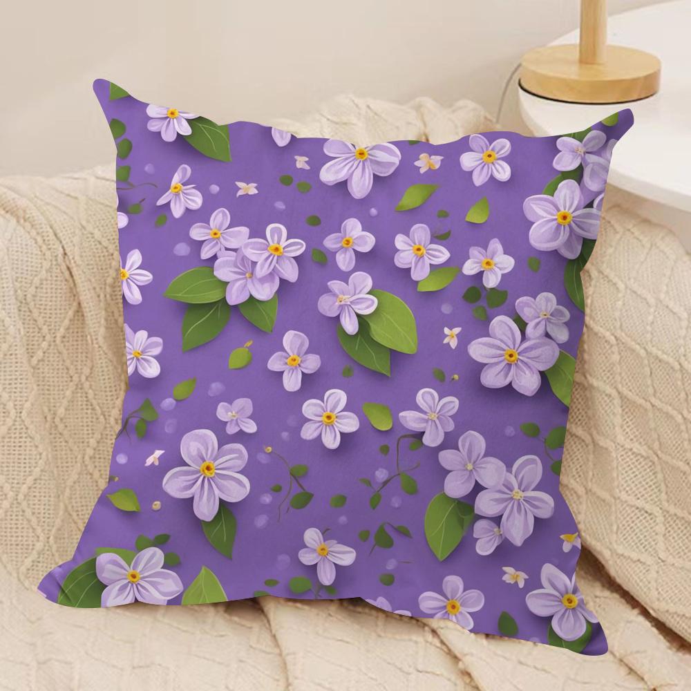 Romantic DaisyPrint Spring Cushion Cover Silky Short Plush DoubleSided Printed Pillow Case for Sofa All Seasons Home Decor Gift