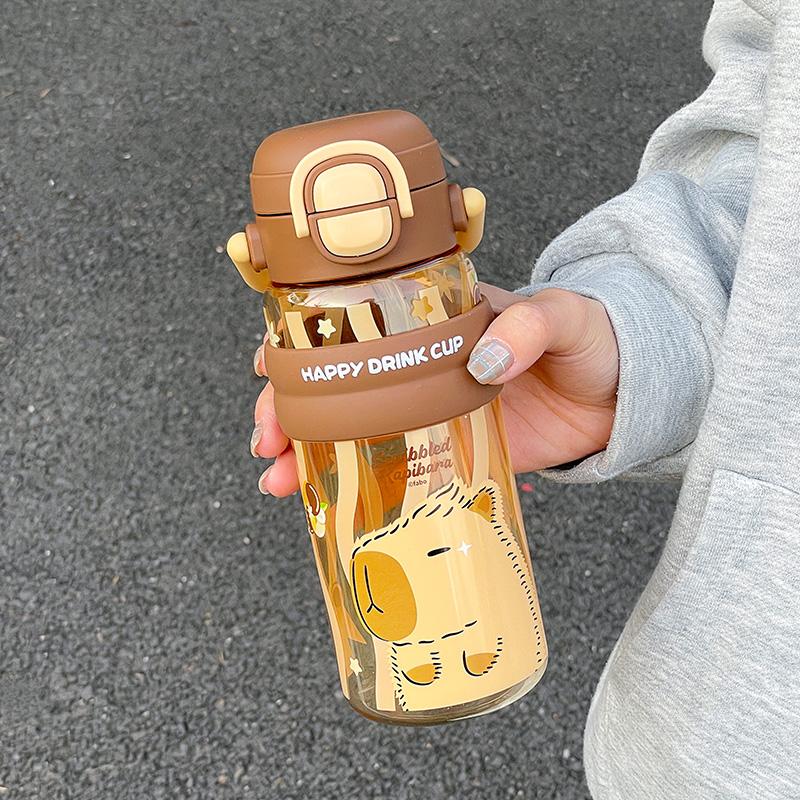 

620ml Cute Water Bottle with Straw &Handle,Leakproof, Portable for Fitness & Outdoor Activities,Portable Sports Water Bottle for 601-700ml шоколадний