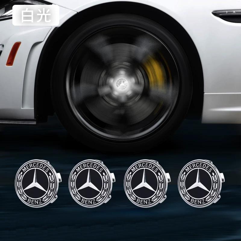 Nabenleuchte Auto Schwebende Beleuchtung Radkappen LED-Licht Mittelabdeckung für Mercedes-Benz W177 W205 W206 W213 W214 W216 W222 75MM-4PCS