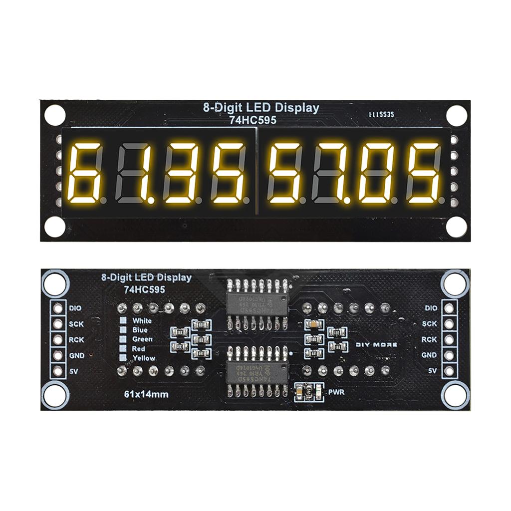 Digital Tube Display Module 8 Digit 7 Segment LED 5V 0.36in 74HC595 Yellow Display