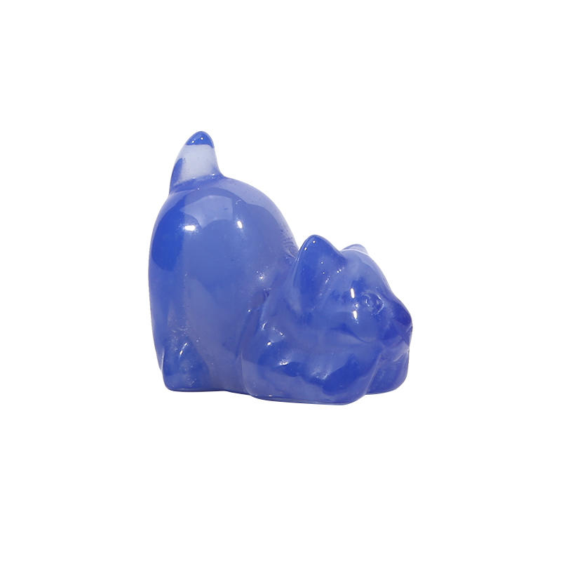 

Милая статуэтка ленивого кота, украшение, духовное украшение, каменные поделки, украшение, статуэтка кота Blue Opal Kitten