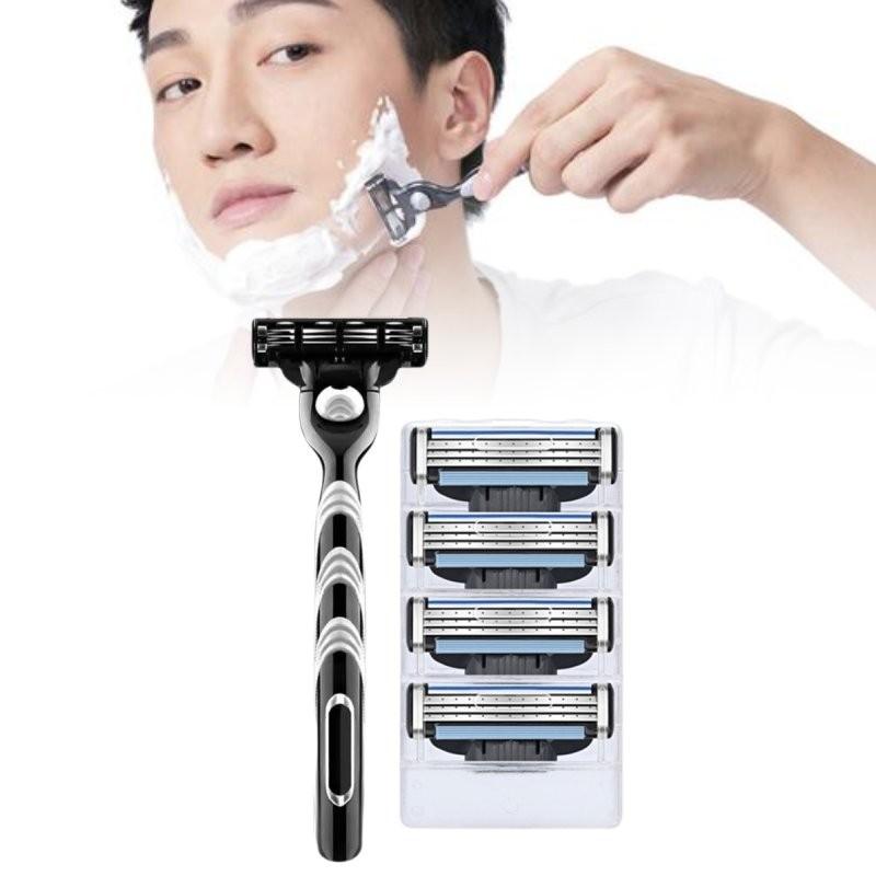 Manual Gillette Men Three Layers Stainless Steel Razor Holder Shave Quick