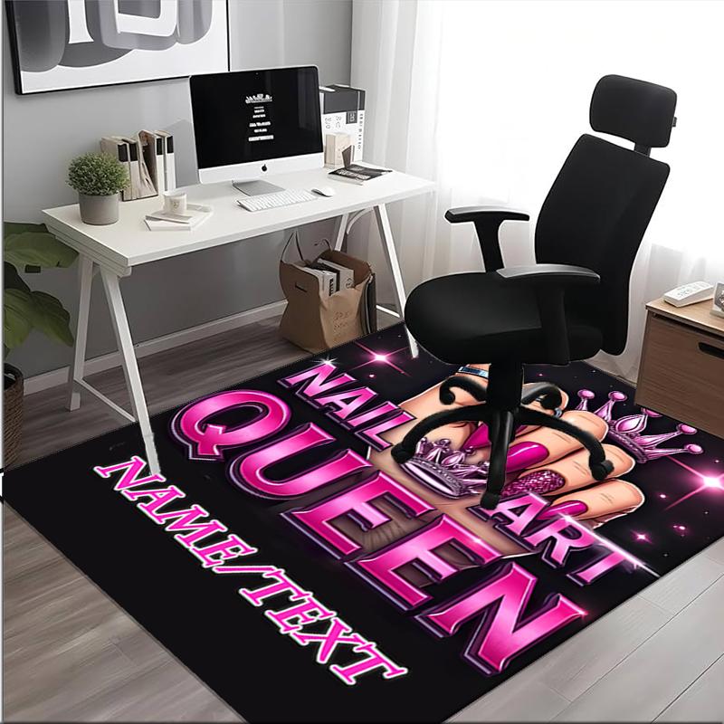 1PC Custom Name Nail Art Queen Shine Theme Floor Mat Ideal for Living Room, Game Rooms, Office, Bedroom,Floor Mat Playful Design