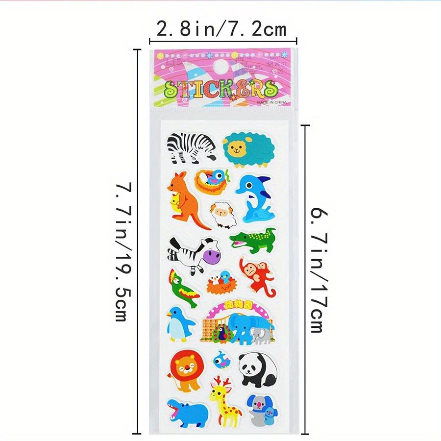 12 Sheets Wild Animal 3D Bubble Stickers Vibrant Cartoon Deer Lion Gorilla Tiger Monkey Decals for Laptop Water Bottle JXB