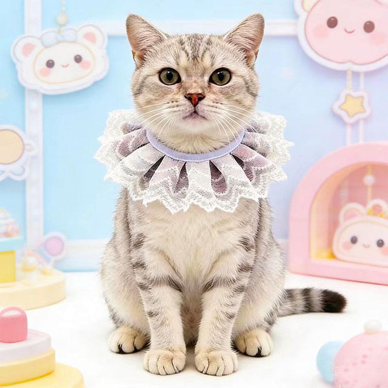 Fresh lace pet saliva towel princess style cat bib doll small dog dog decoration bib supplies