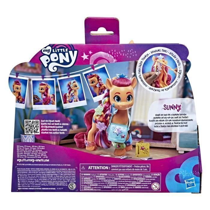 MY LITTLE PONY - Een Nieuwe Generatie - Sunny Starscout Regenboogmanen - oranje pony 15 cm - verrassingsvlecht - 17 accessoires