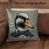 2D Cute Duck Bow-Tie Pattern Decorative Pillow Covers Pattern Cushion Cover Suitable For Sofa Bedroom Car Pillow Cover