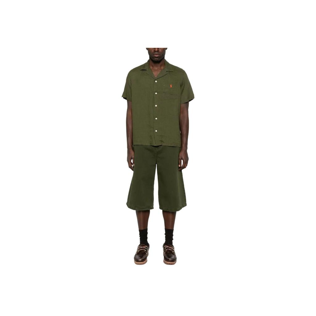 Polo Ralph Lauren Logo Single-Breasted Loose Short Sleeve Shirt Men Shirts Olive-Green 710966421-002