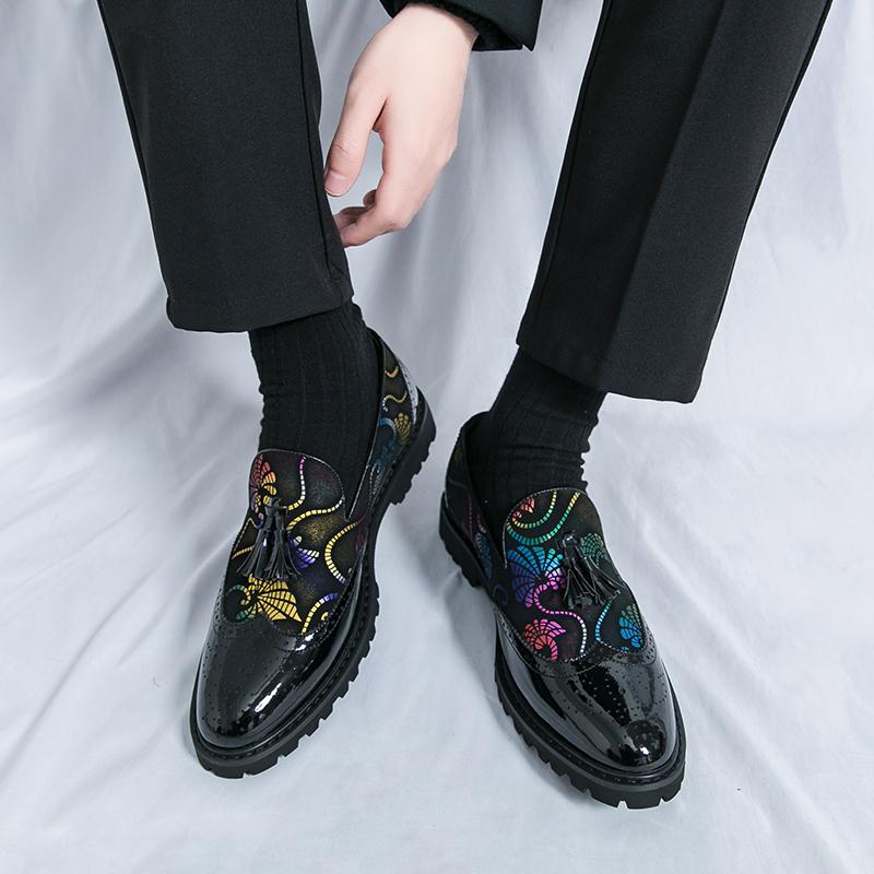 Fashion Brand Business Tassel Loafers Shoes Slip On Casual Thick Bottom Artificial Leather Party Shoes High Quality Mans Fashion Shoes