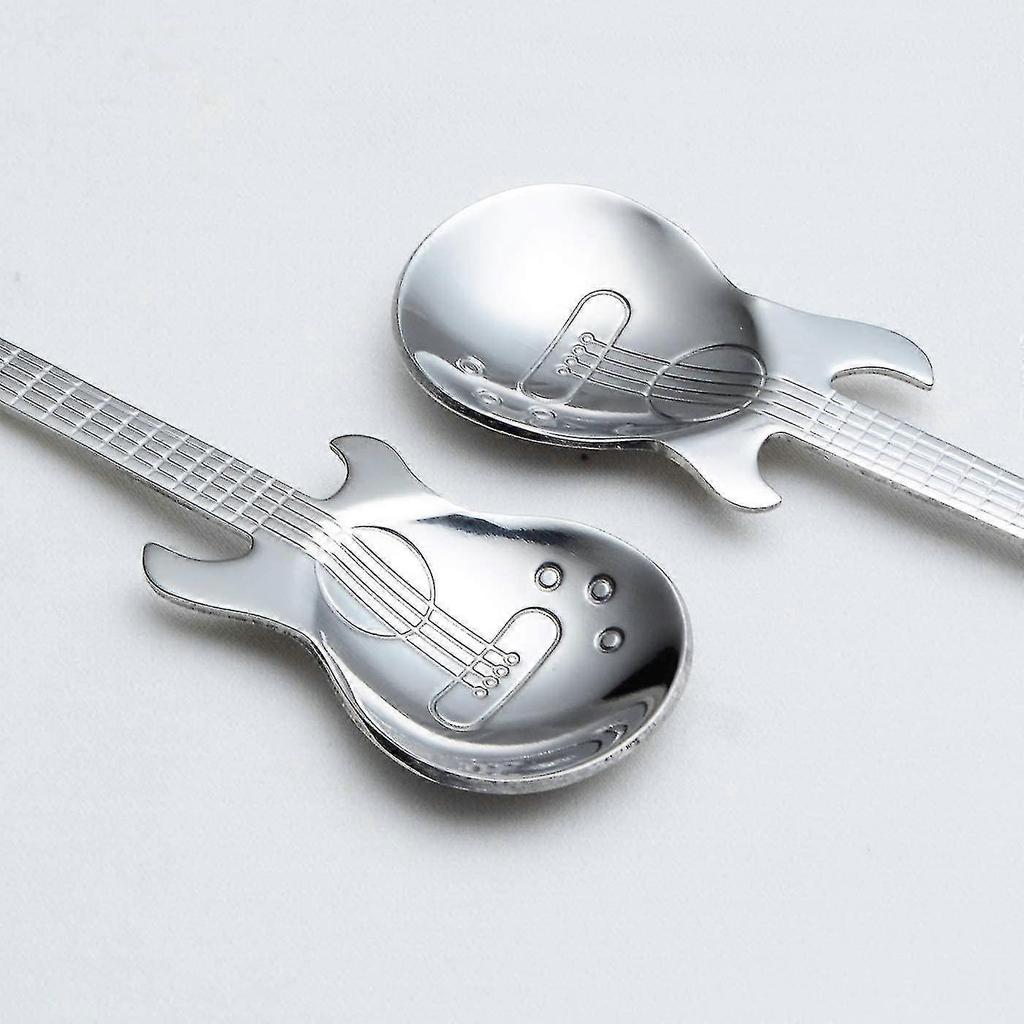Guitar Coffee Spoons 6-park Creative Cute Spoons 18/10 Stainless Steel Teaspoons Guitar Shaped