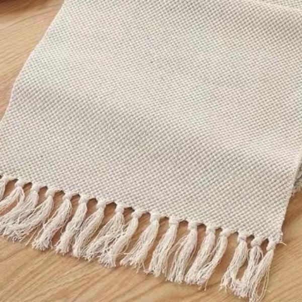 Vintage tkaný bavlněný lněný běhoun na stůl Venkovská svatební párty Dekorace Domácí textil na Vánoce Domácí běhouny na stůl