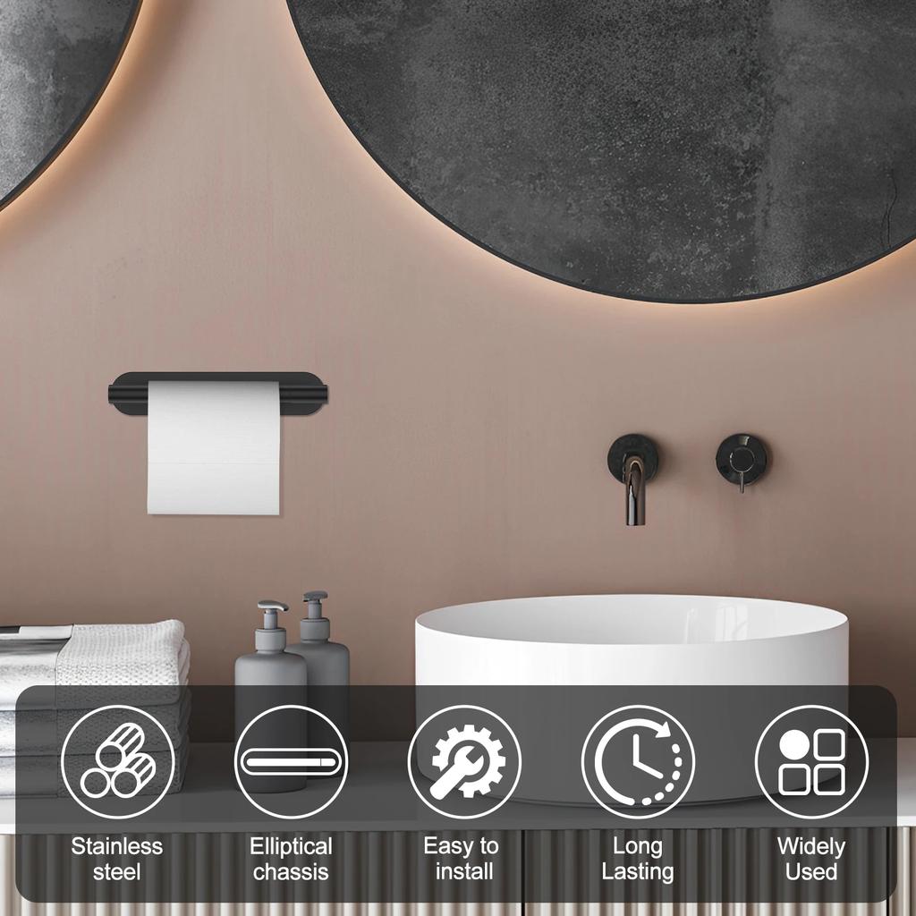 Toilet Paper Holder Stainless Steel Tissue Roll Holder No Drilling Wall Mounted Paper Dispenser Tissue Rack Bathroom Accessories