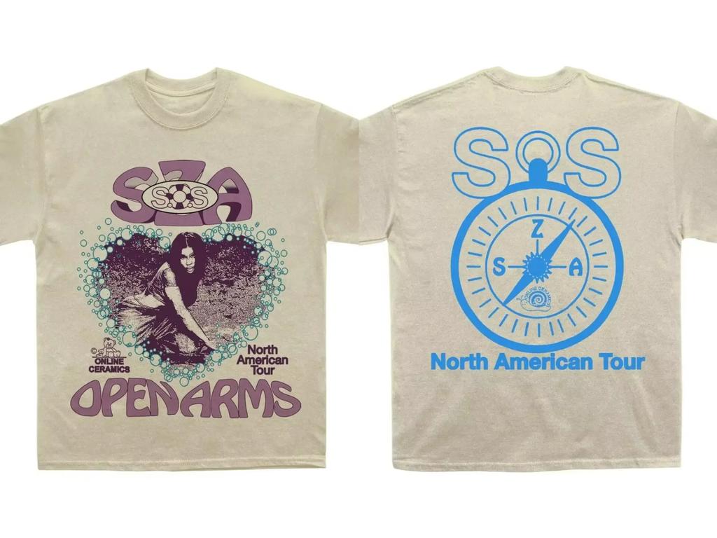 SZA SOS Album Graphic Print T Shirt Vintage Punk Hip Hop Harajuku T Shirt Fashion Casual High Quality T Shirt Women Men's Tops