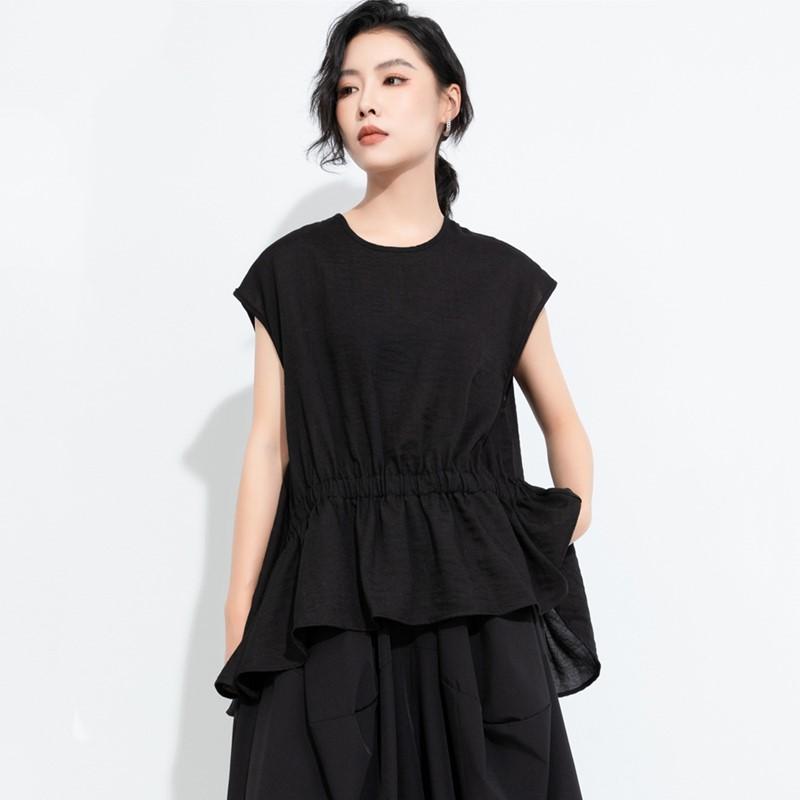 Sleeveless Oversized Black Casual Loose Summer Tee T Shirt Women T-shirt Tops