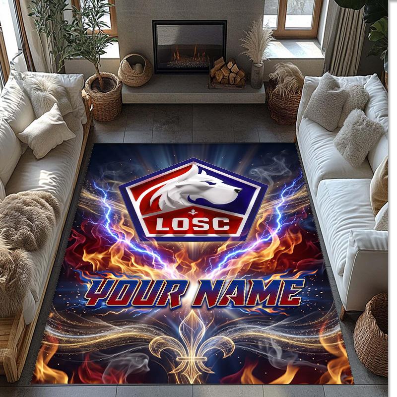 LOSC Lille Printed Crystal Velvet Rug Non‑Slip Crystal Velvet Carpet For Sofa Bedroom Indoor Home Decoration