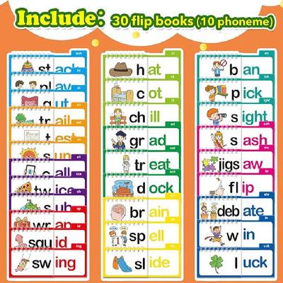 Reading Flip Book Read and Rhyme Flip Books Word Family Flip Books Flash Cards ABC Vocabulary Cards Montessori Educational