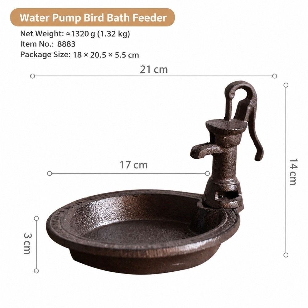 Vintage Bird Feeder Cast Iron Water Pump Bird Feeder Durable Peacock Shaped Bird Bath Patio