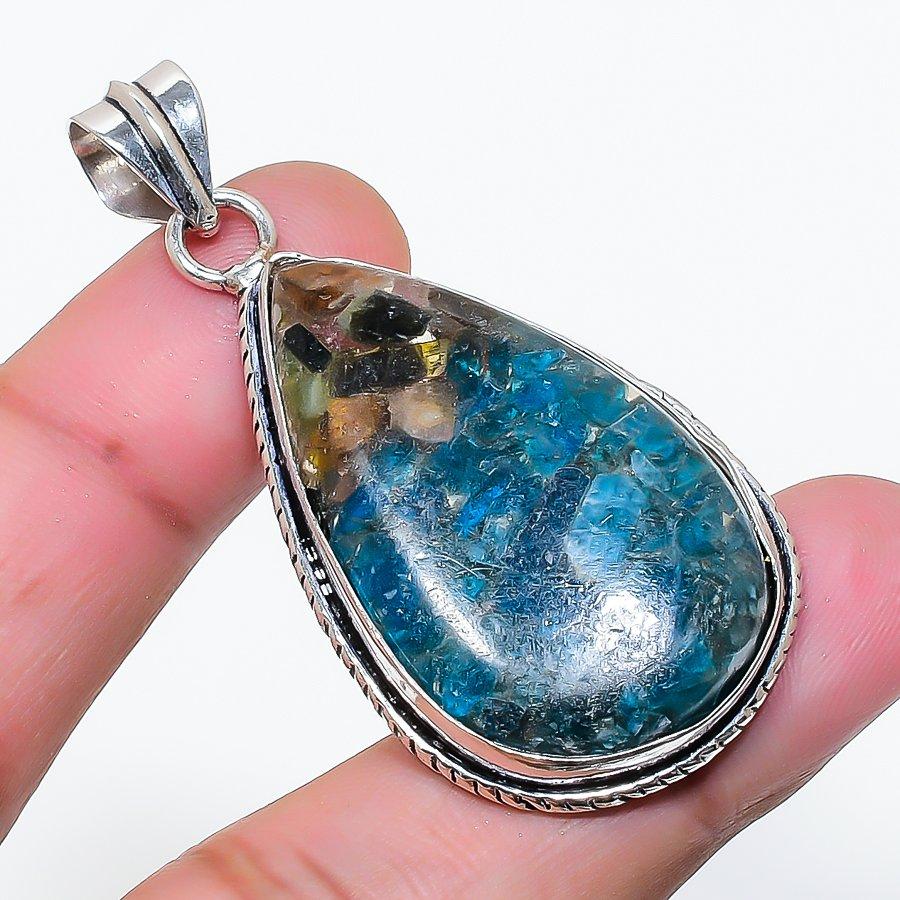 Natural Tourmaline Gemstone Handmade 925 Sterling Silver Pendant 2.09  AP-14880