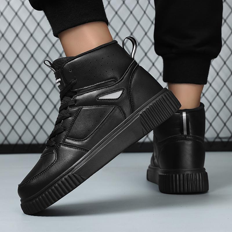 TUINANLE Men Women Black High Top Skateboarding Sneakers Breathable Light Casual Lace Up Sports Shoes Couple