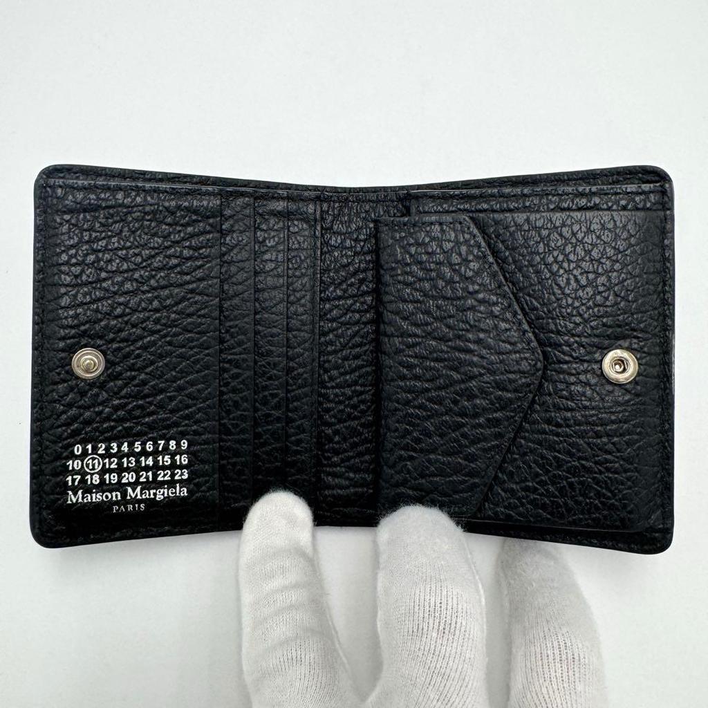 Used Maison Margiela 4 Stitch Bifold Popper Wallet Grained Leather Black
