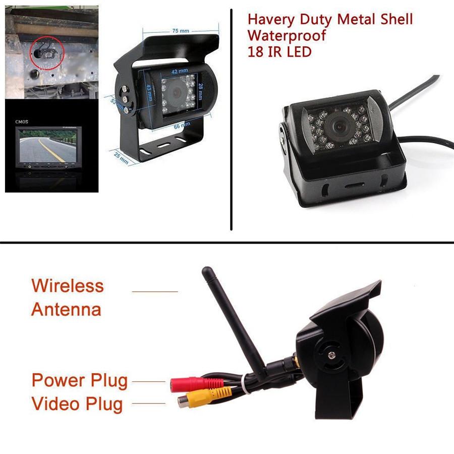 Universal 12V-24V 4.3" HD Wireless LCD Monitor Rear View System +Wireless 18 LED