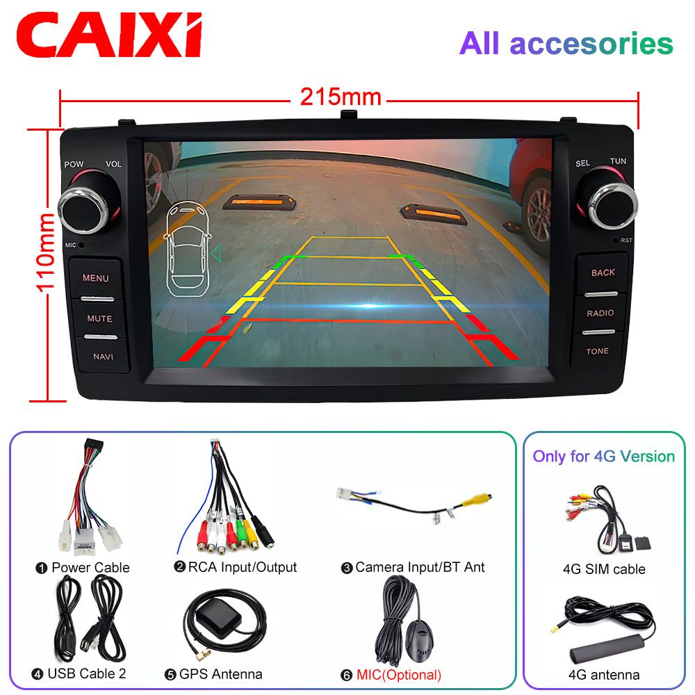 2din Android 12 Wireless CarPlay Android Auto Car Radio Multimedia GPS for Toyota Corolla E120 2003-2006 BYD F3 Stereo 4G