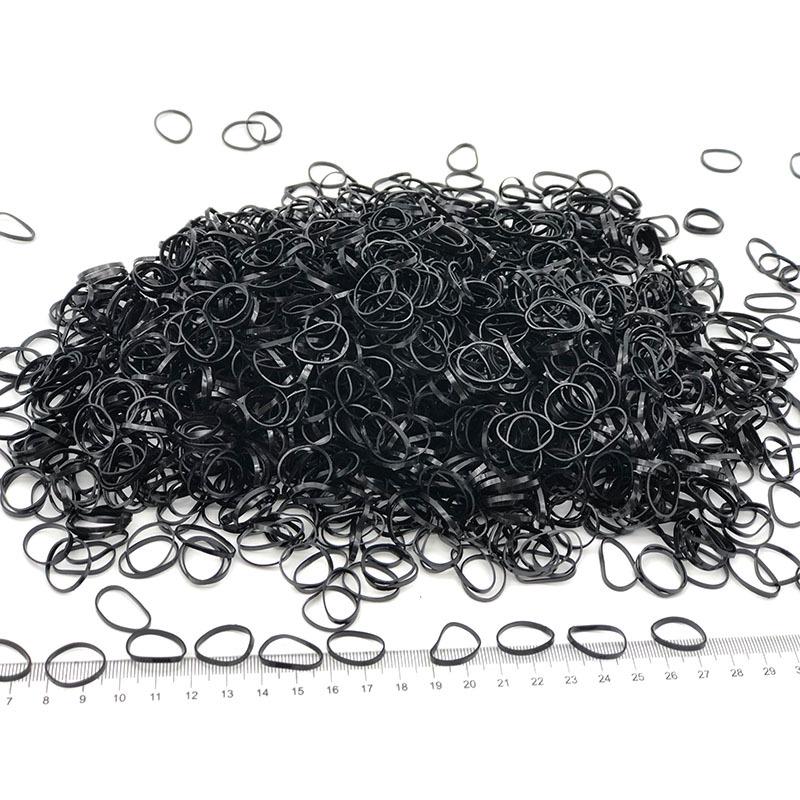 Thick Black Rubber Hair Ties - 1000 Pack