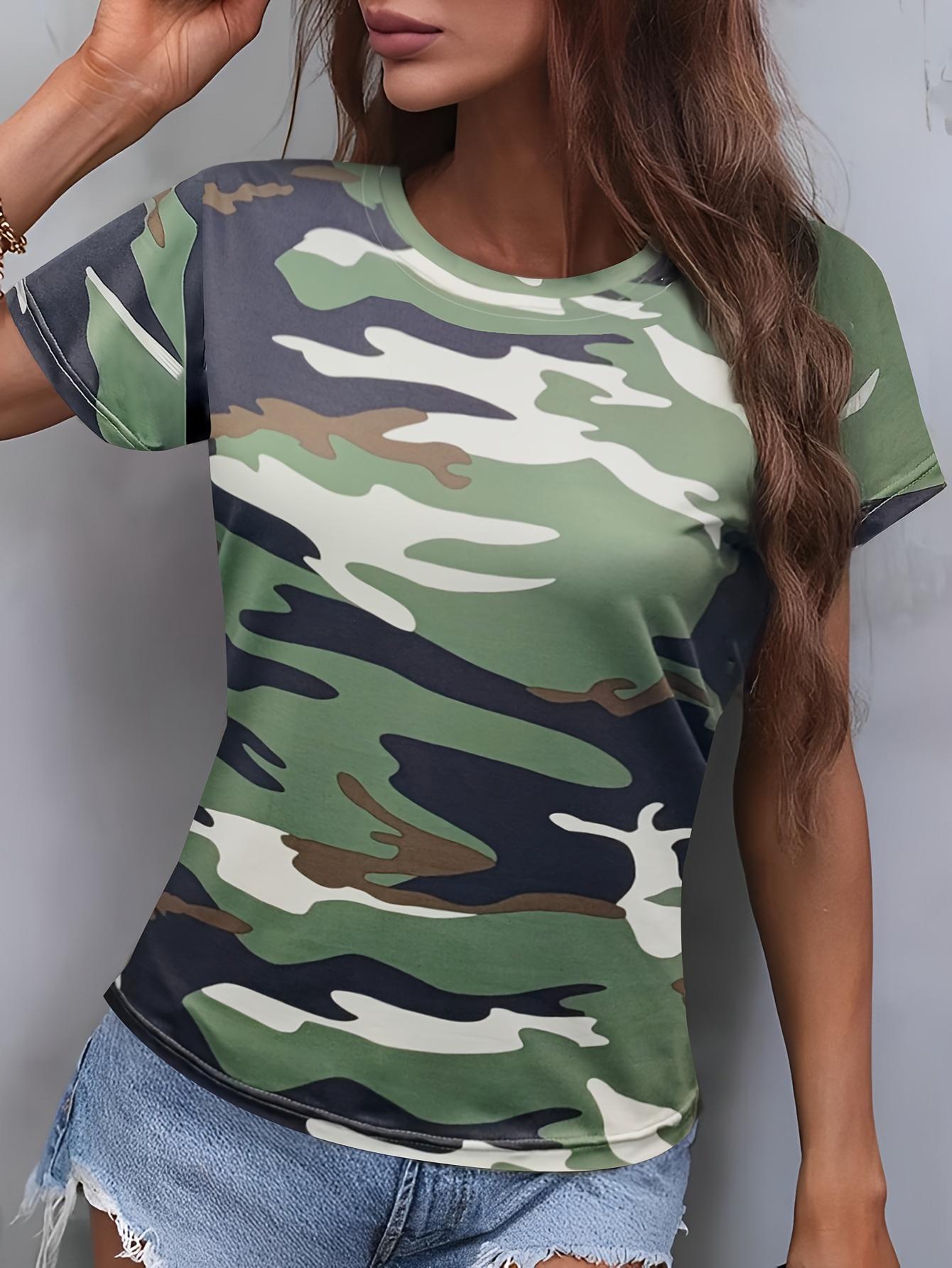 Afwerirc Women S Outdoor Camouflage Short Sleeve T-Shirt. Spring And Summer Casual Short Sleeve T-Shirt. Shirt. Women S T-Shirt. Women S Comfortable B L