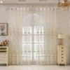 Elegant European Floral Embroidery Gauze Curtains for Large Windows - Transparent Lace Drapes