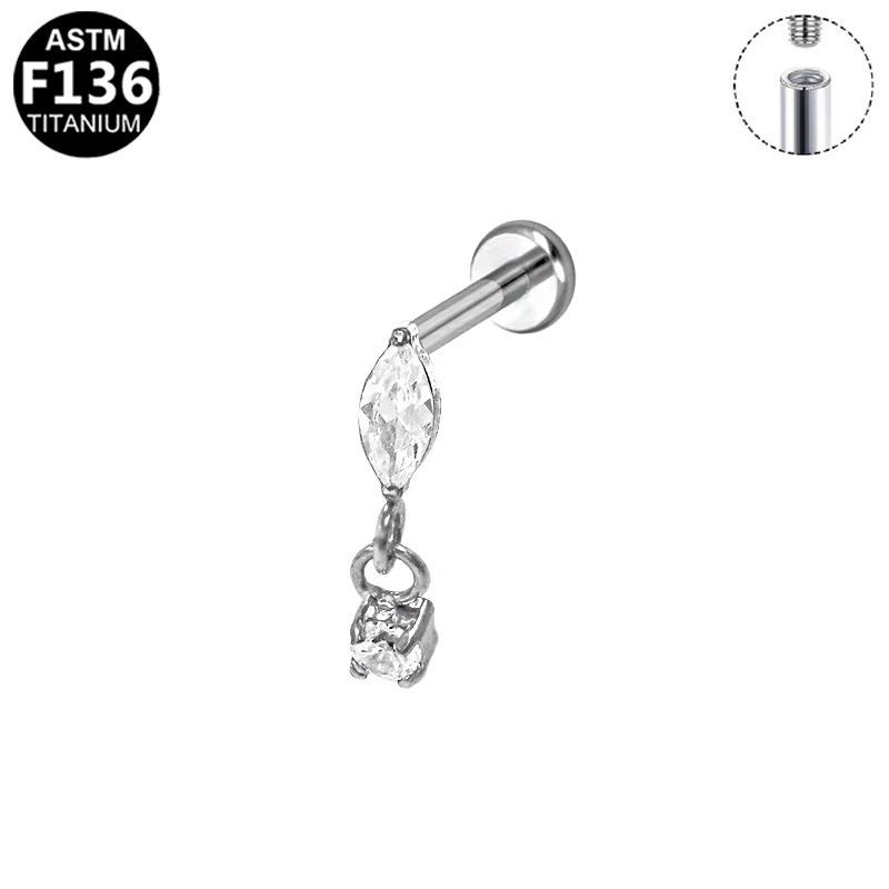 F136 Titanium Threaded Ear Stud - High-End Fashion Body Piercing for Ear Cartilage