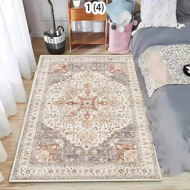 Distressed Oriental Floral Rug Non Slip Bathroom Door Mat Washable Carpet Floormat for Living Room Kidsroom Entryway Boho Retro