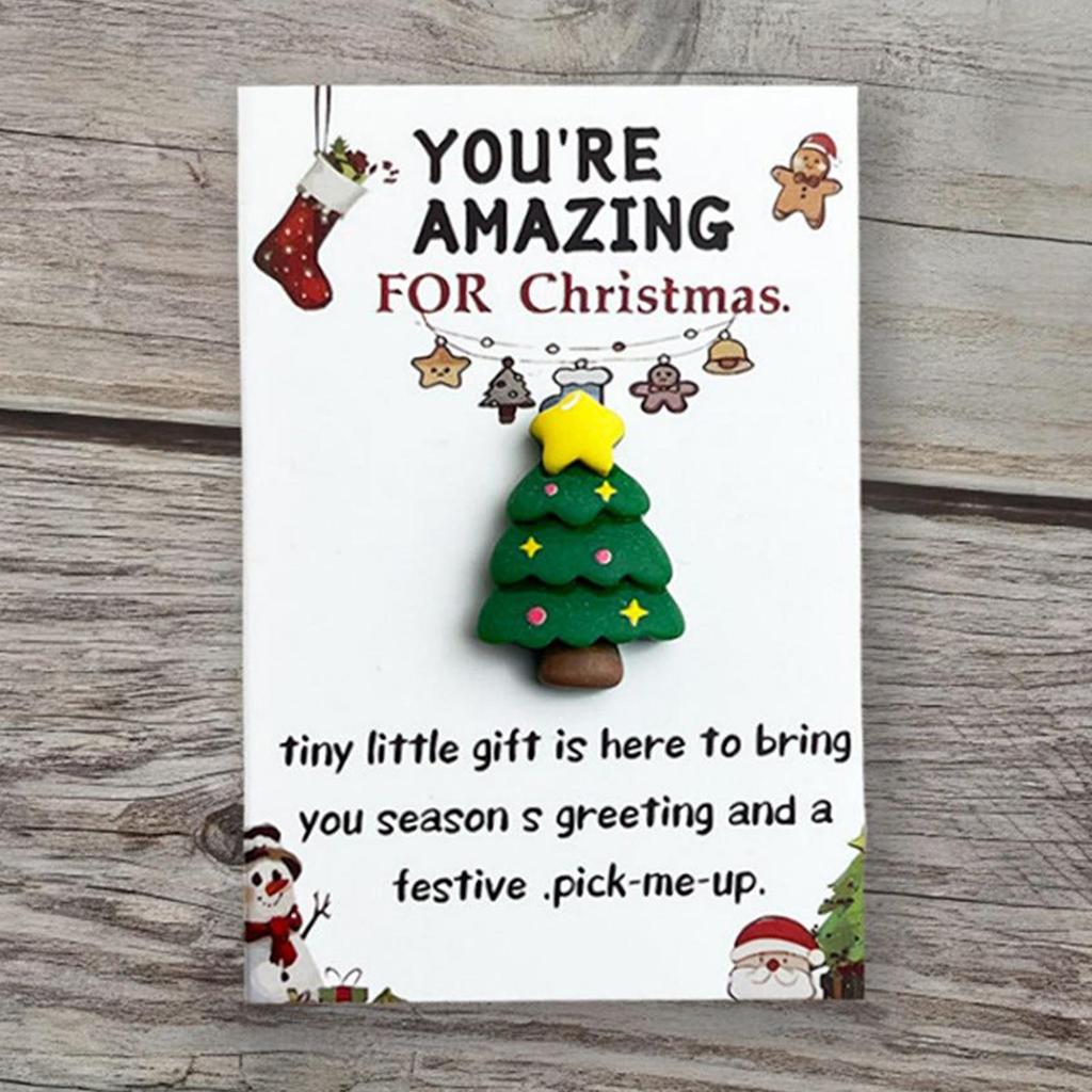 Christmas Mini Hug Cards with Resin Ornaments 10pcs Santa Claus, Socks, Gingerbread Snowman, Reindeer Patterns Christmas Gifts