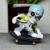 Scary Resins Skeleton Sculpture Funny Skateboarding Skull Figurine Ornament for Halloween Party Desktop Decoration