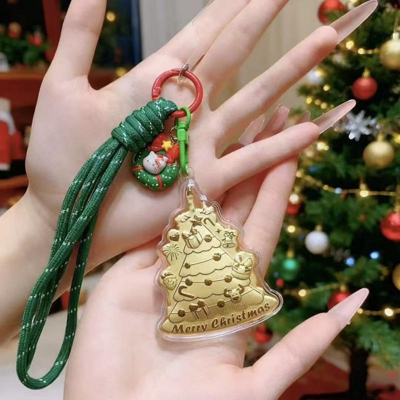 Shuibei Gold 999 Christmas Tree Keychain Pendant & Phone Strap Charm Without Gold