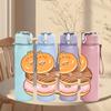 1PC Donut Cartoon Pattern 750ml Color Plastic Sports Water Bottle Leakproof Flip Straw Lid Suitable for Sports Office Home Use