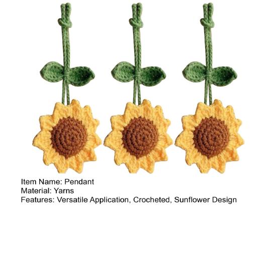 Crocheted Sunflower Pendant Handmade Flower Bag Backpack Charm Pendant Sunflower for Key Ring Handbag