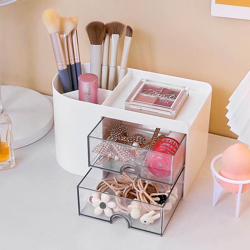 Transparent Multifunctional Desk Organizer with Large Compartments