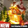 6.3inch Christmas Music Box Illuminated Music Resin House Ornament Christmas Figurines Rotating Winter Scene Home Tabletop Decor
