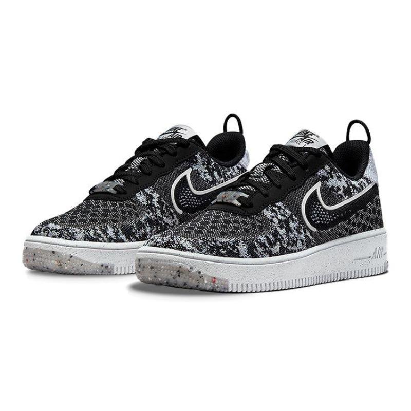 Nike Air Force 1 Flyknit NN GS Low Top Skate Shoes Black White DM1060-001