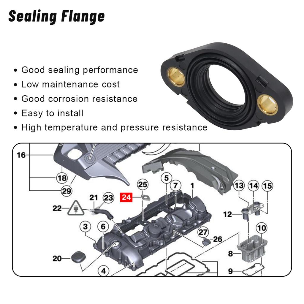 1137750 Eccentric Shaft Actuator Gasket to Valve Cover for BMW 1,2,3,4,5,6,7,M3,M4,X1,X3,X4,X5,X6,Z4 Series F07 F10 520i 535i 640i etc. Replace