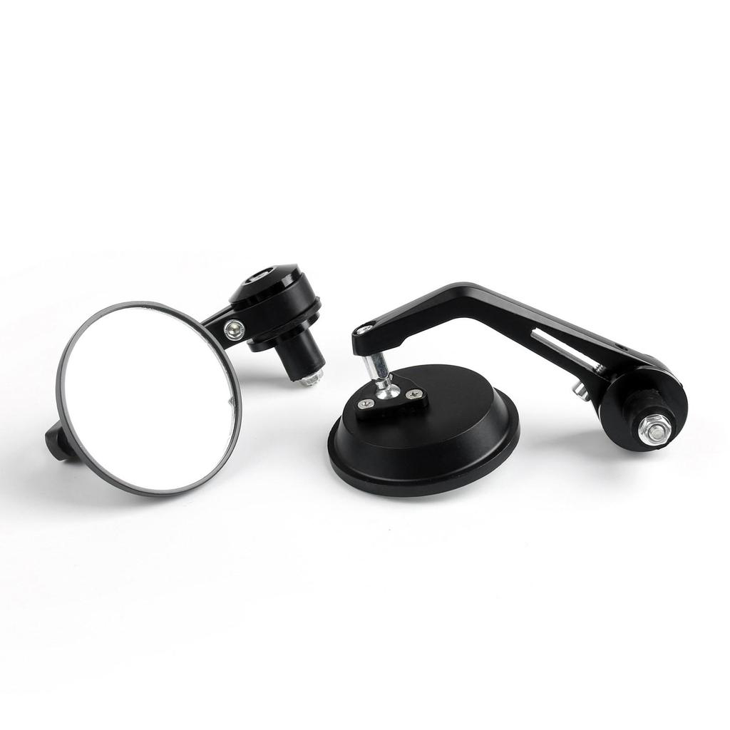 1Pair CNC Motorcycle 3" Round Side Mirror 7/8" Handlebar End For Cafe Racer