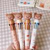 Kawaii Bear Cartoon Silicone 10 couleurs stylo à bille épais fournitures scolaires et de bureau