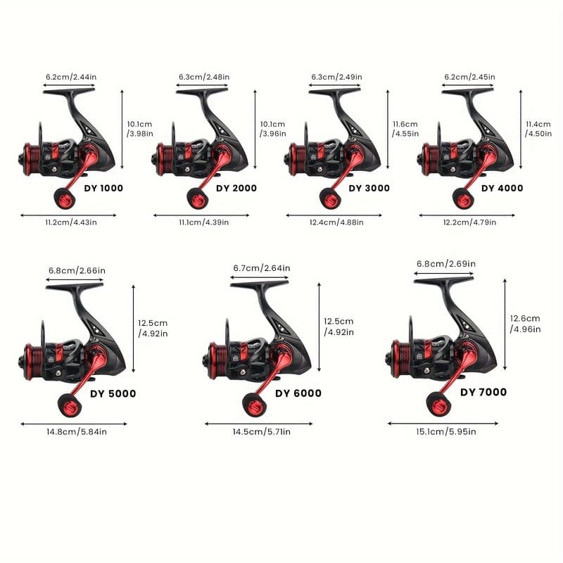 Vollmetall 1000-7000 Serie Spinnfischrollen Aluminiumkonstruktion Großartig für Salzwasser- und Süßwasserfischen Langlebiges Angelgerät