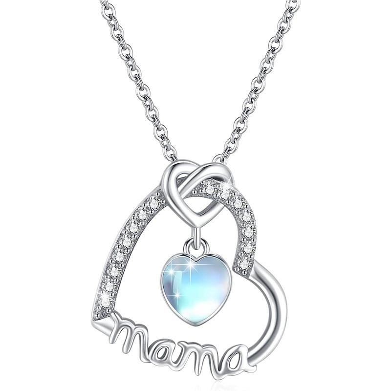 

925 Sterling Silver Trendy Romantic Heart Pendant Necklace for Women Love Mom Neck Accessories Chic Anniversary Jewelry 45653