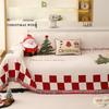 Christmas Sofa Cover Throw Blanket Red Snowflake Santa Chenille Sofa Towel Universal Furniture Protector with Tassels Xmas Home Decor for Living Room